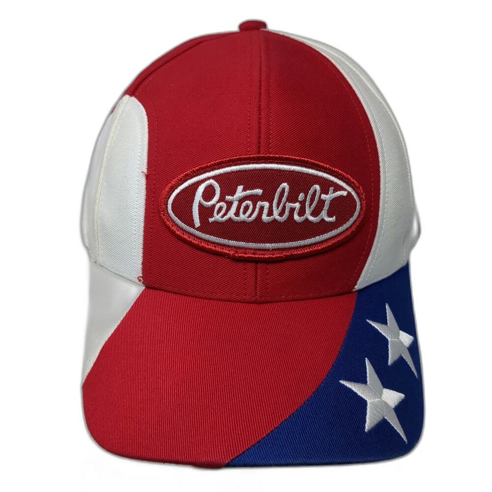 Peterbilt Snapback Hat Red White Blue One Size Stars Patriotic Trucking Logo